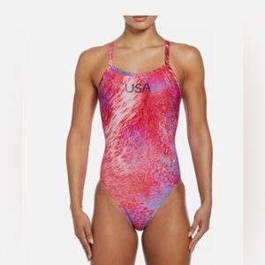 NWT! Nike Swim Full Coverage HydraUSA Racerback One-Piece Swimsuit Olympic M(30)